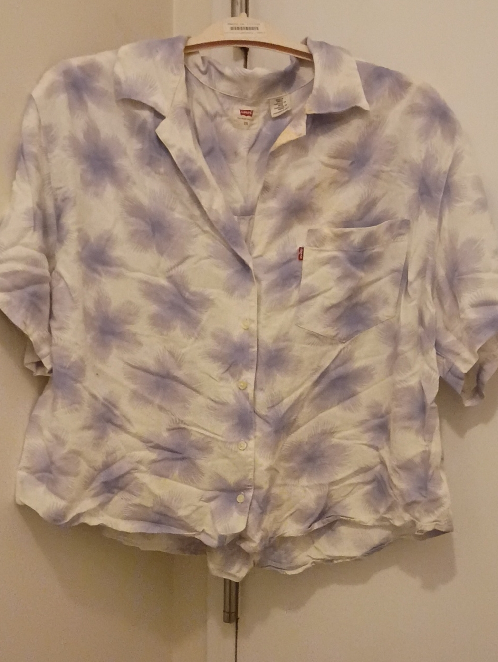 Levi's White Button-Down Shirt with Lavender Floral Print - Women's